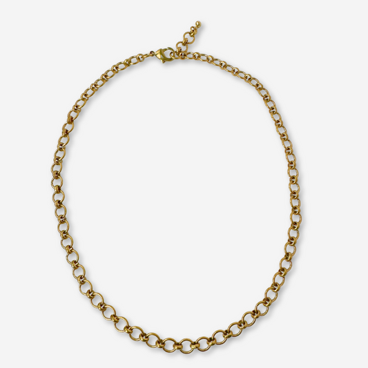 Plain raw brass 18" circle link chain necklace