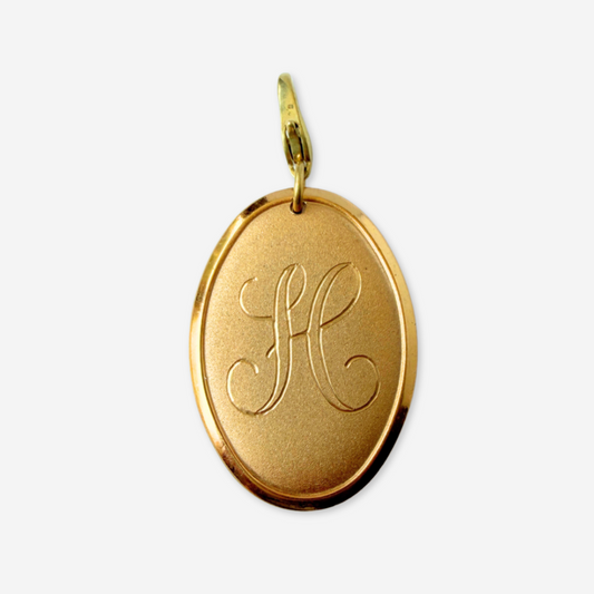 Vintage gold plated oval letter "H" monogram charm