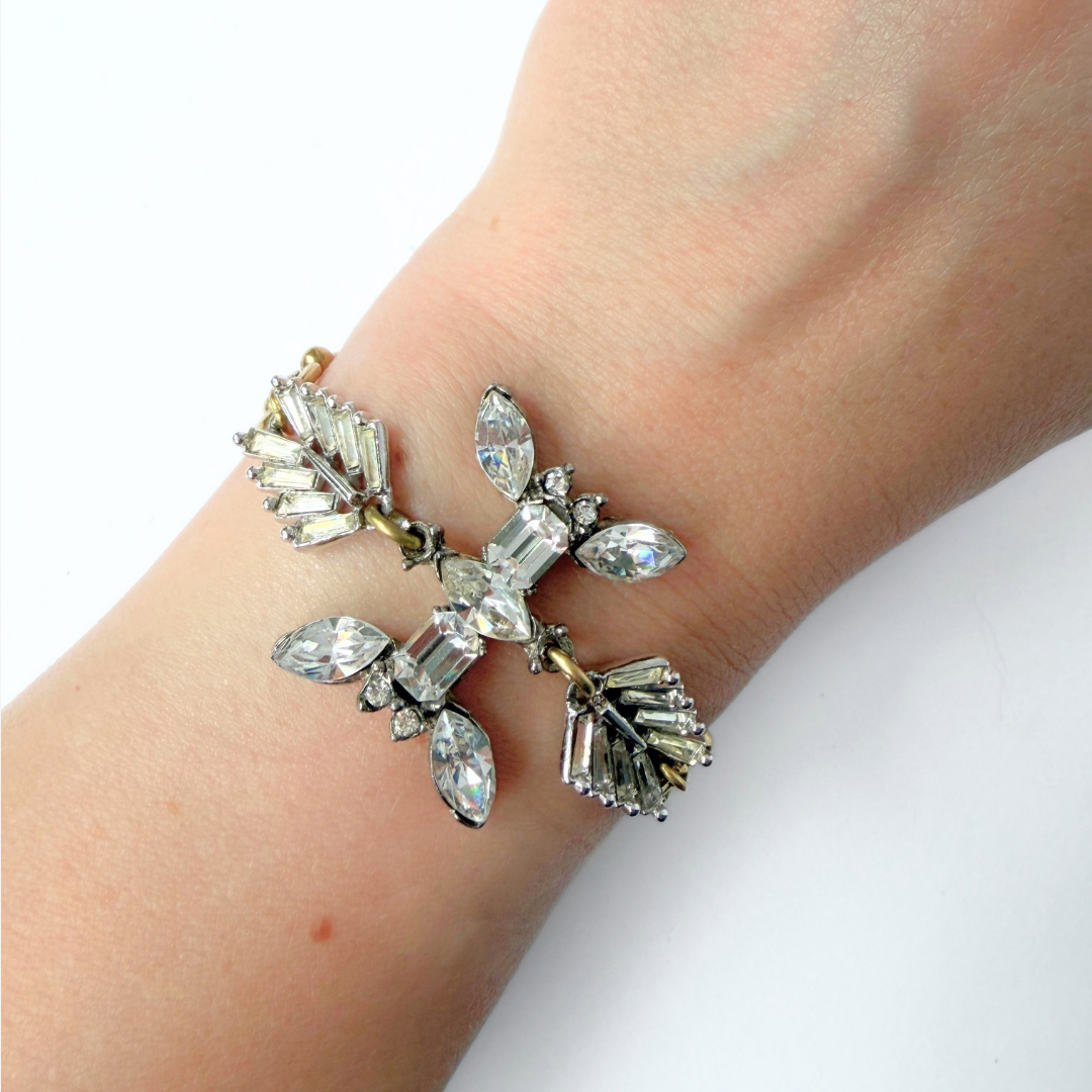 Repurposed vintage clear rhinestone assemblage bracelet