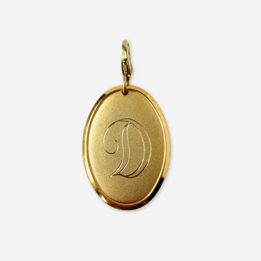 Vintage gold plated oval letter "D" monogram charm