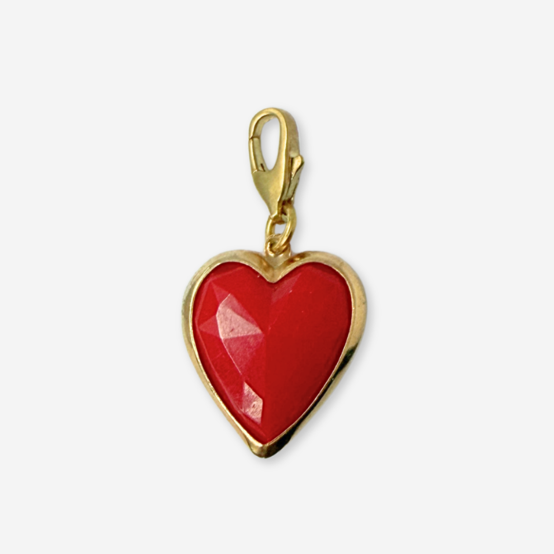 Vintage red faceted acrylic heart charm