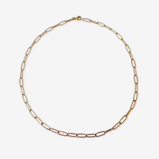 Gold plated paperclip oval link blank chain