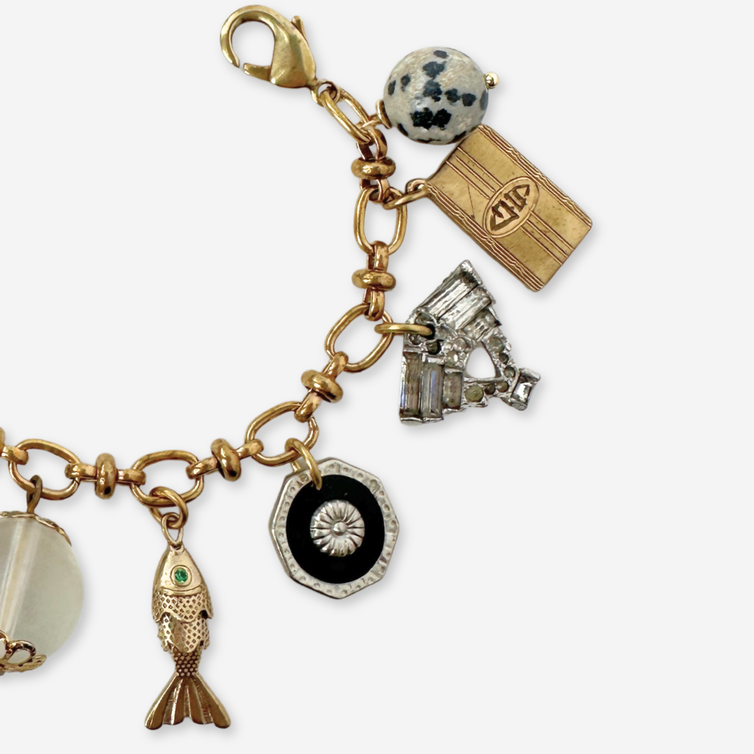 Repurposed vintage mixed metal charm bracelet