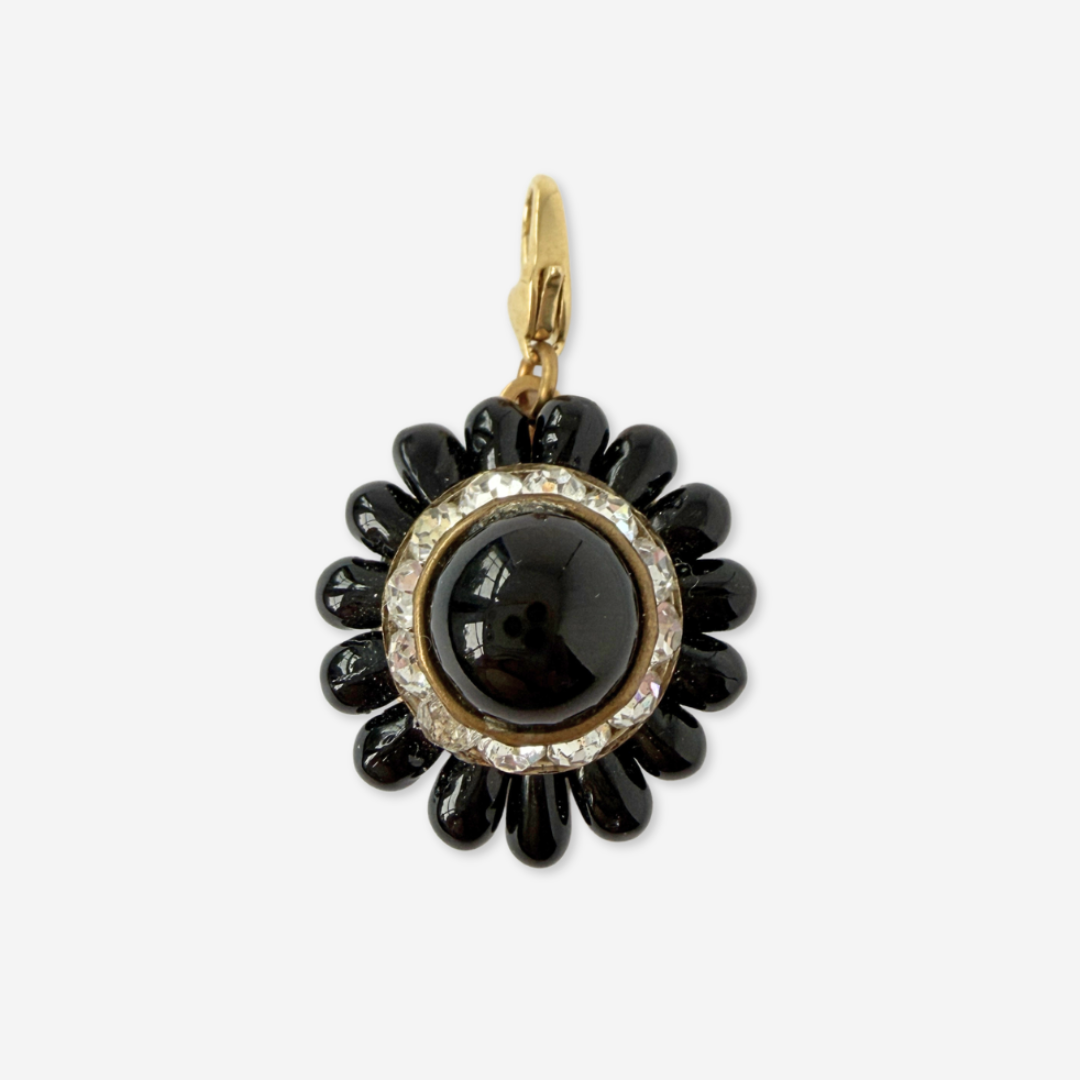 Vintage black and rhinestone beaded charm