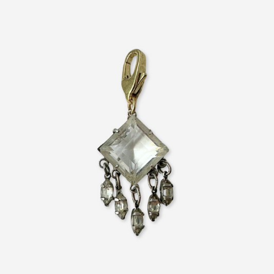 Vintage art deco clear rhinestone chandelier charm