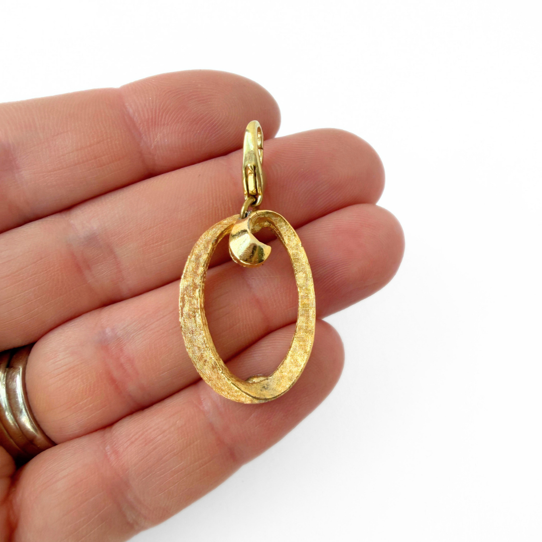 Large vintage matte gold letter "O" monogram charm