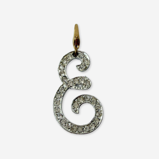 Refashionde vintage large silver rhinestone letter "E" monogram charm