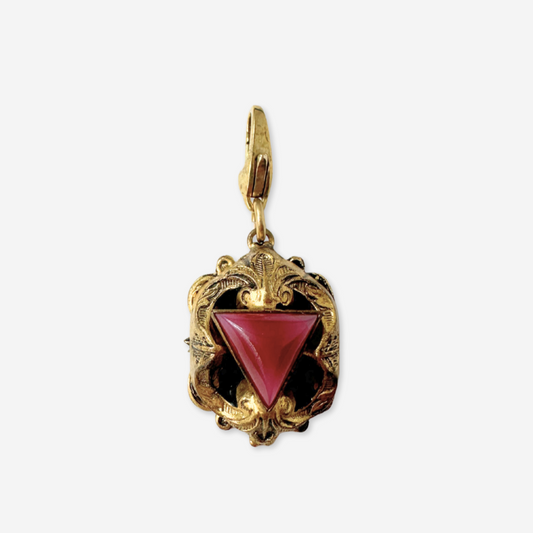 Vintage antique gold edwardian charm with berry triangular stone