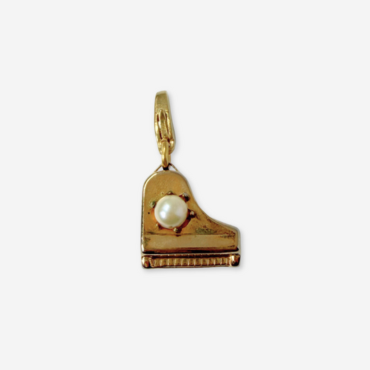 Vintage gold tone/ pearl piano charm pendant