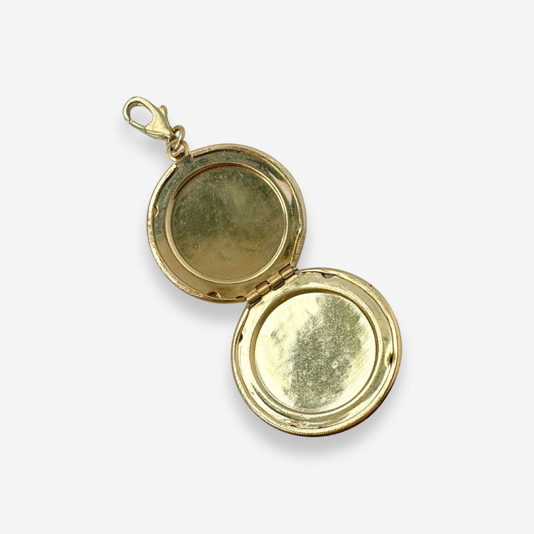 Vintage muted gold circular locket charm