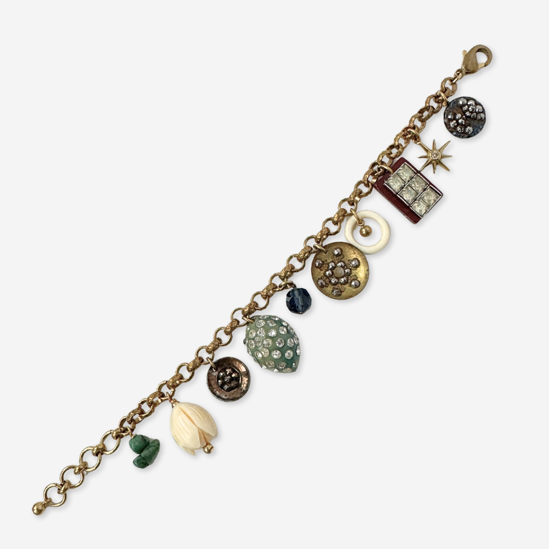 Repurposed vintage mixed charm bracelet