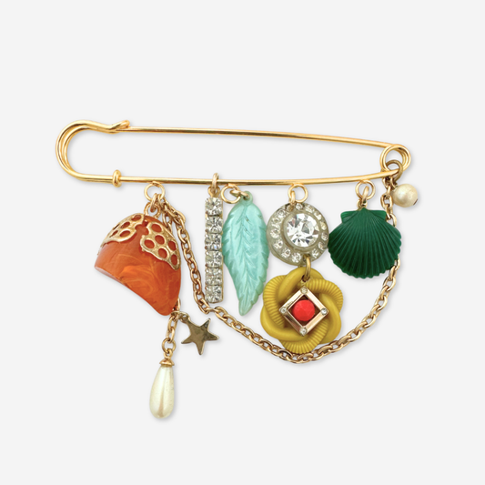 Vintage Charm Safety Pin Brooch