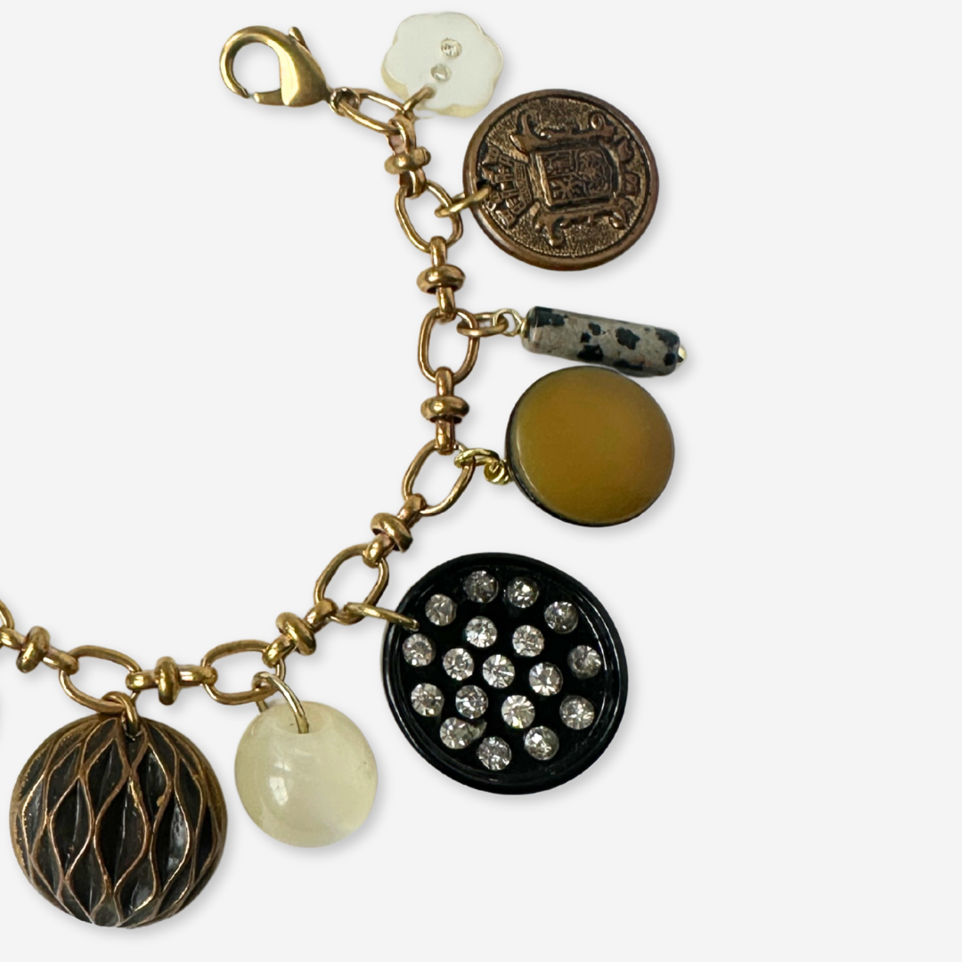 Repurposed vintage mixed charm bracelet
