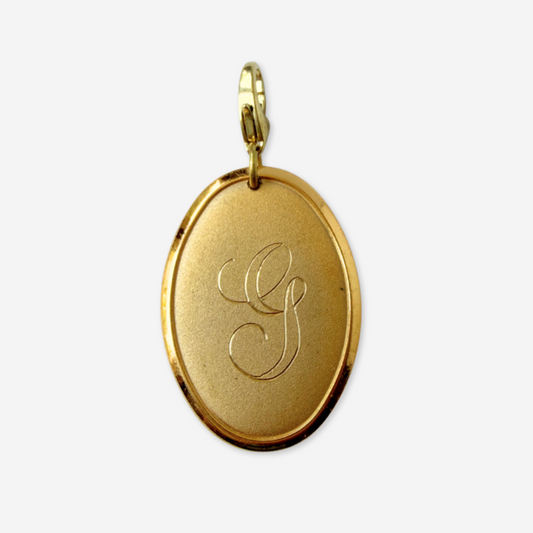 Vintage gold plated oval letter "G" monogram charm