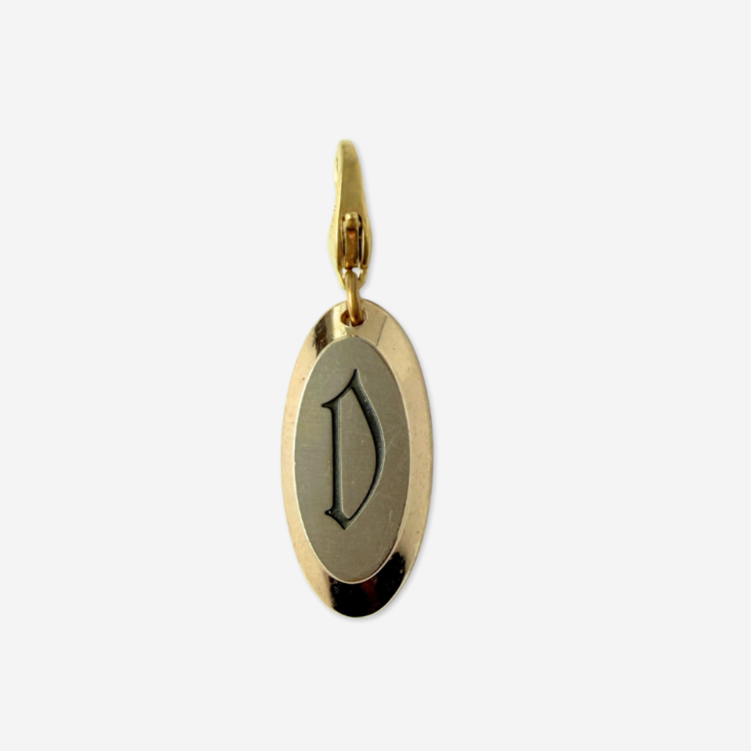 Vintage oval mixed metal "D" monogram charm