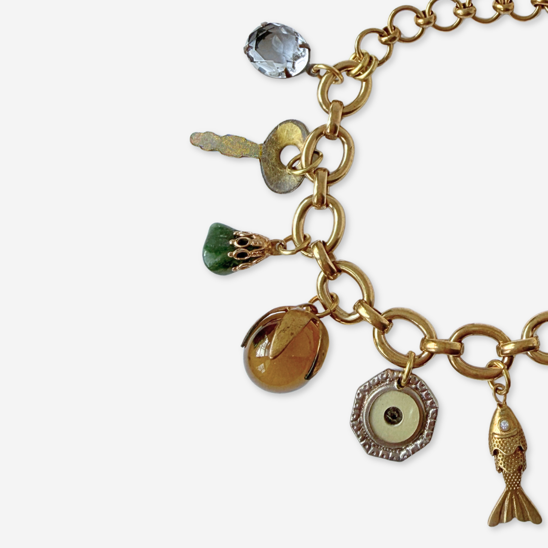 Chunky Repurposed vintage multicolor mixed charm bracelet