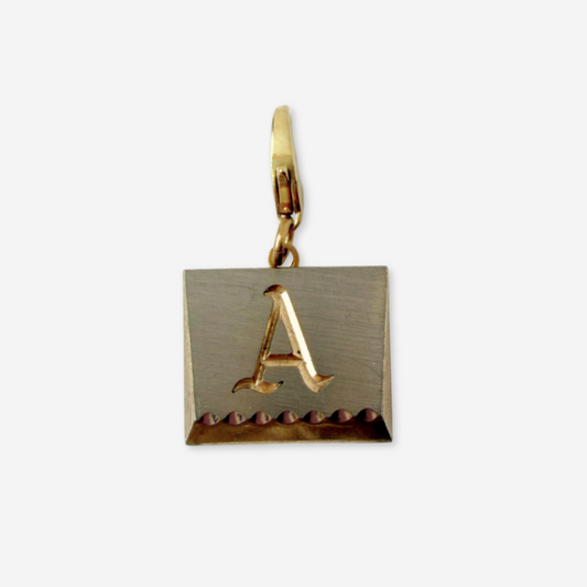 Vintage muted gold tone letter "A" cufflink charm