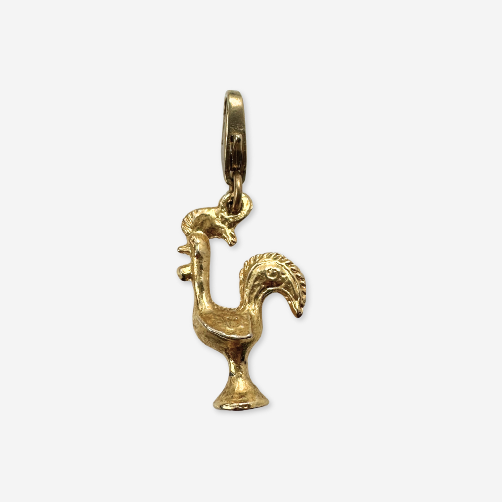 Vintage gold plated rooster charm