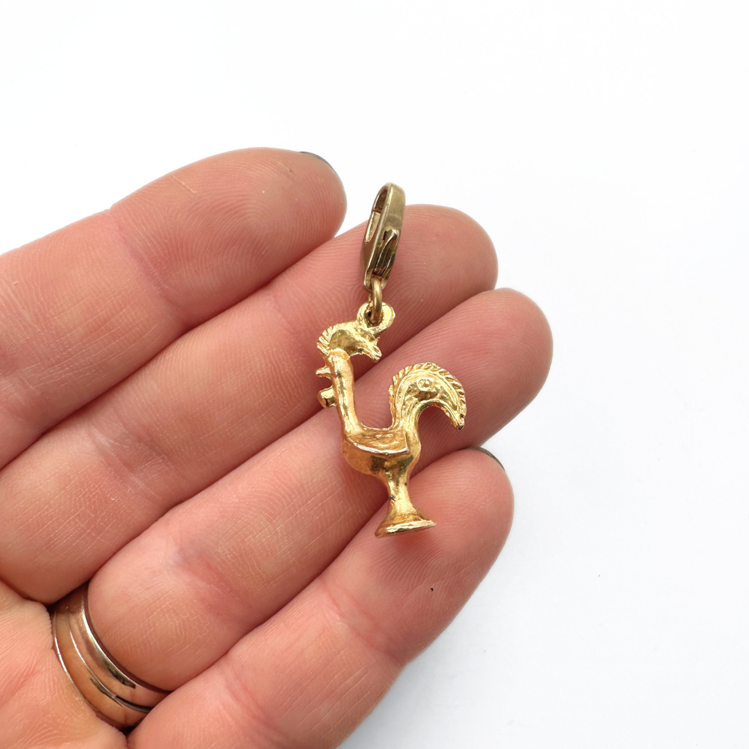 Vintage gold plated rooster charm