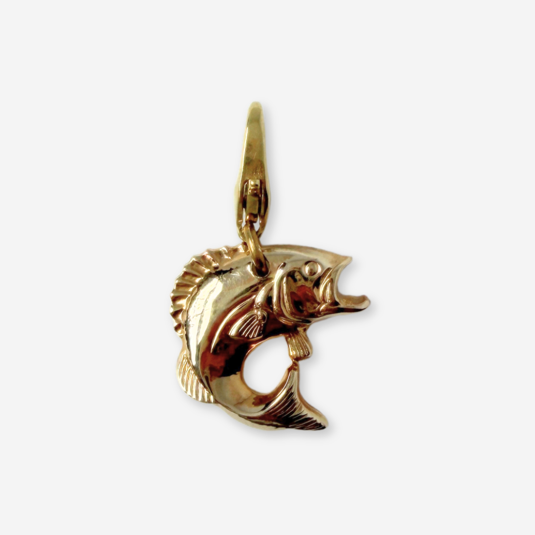 Refashioned vintage gold tone fish charm pendant