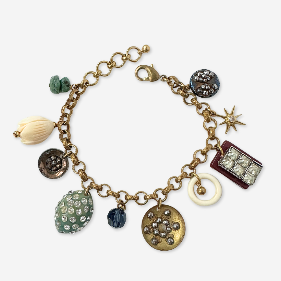 Repurposed vintage mixed charm bracelet