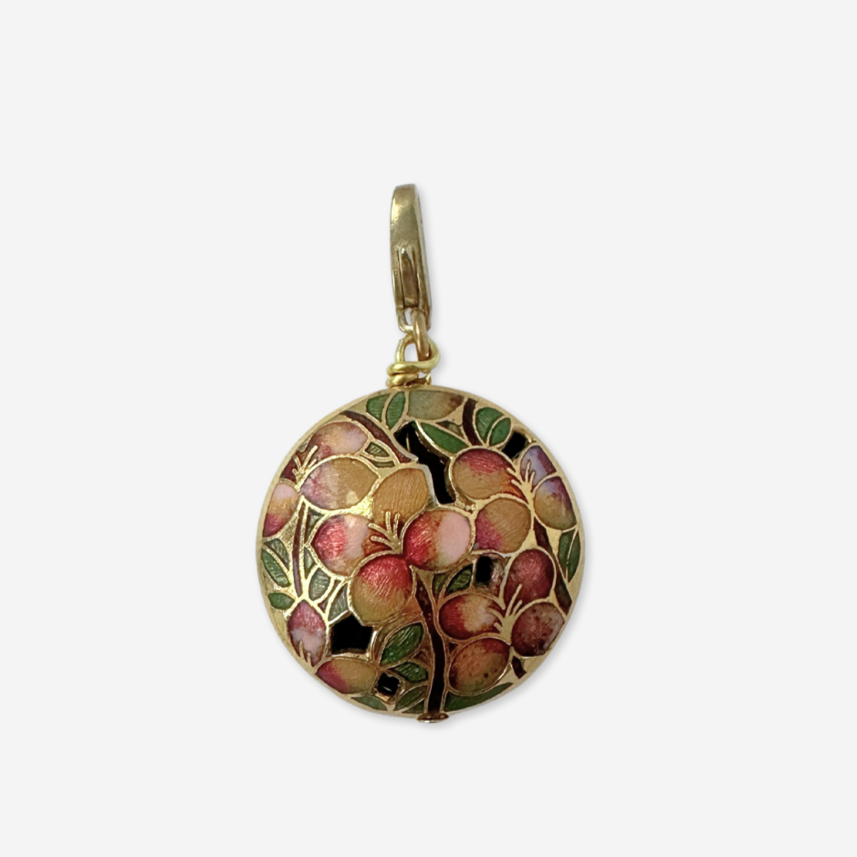 Vintage floral cloisonné enamel bead charm