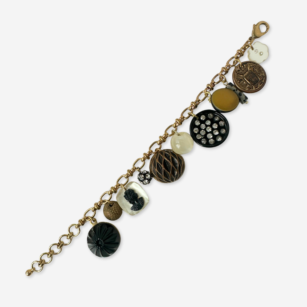 Repurposed vintage mixed charm bracelet