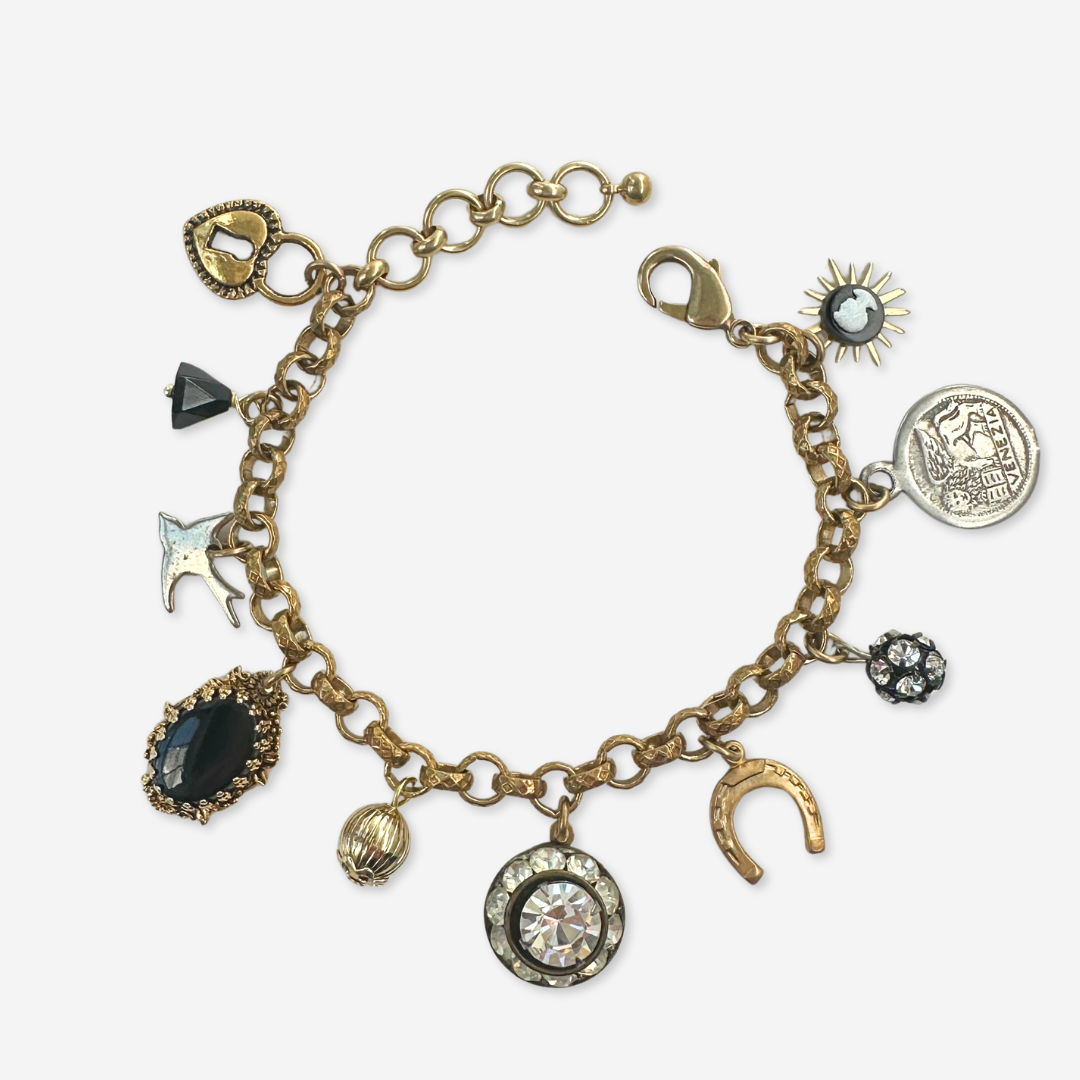 Repurposed vintage mixed charm bracelet