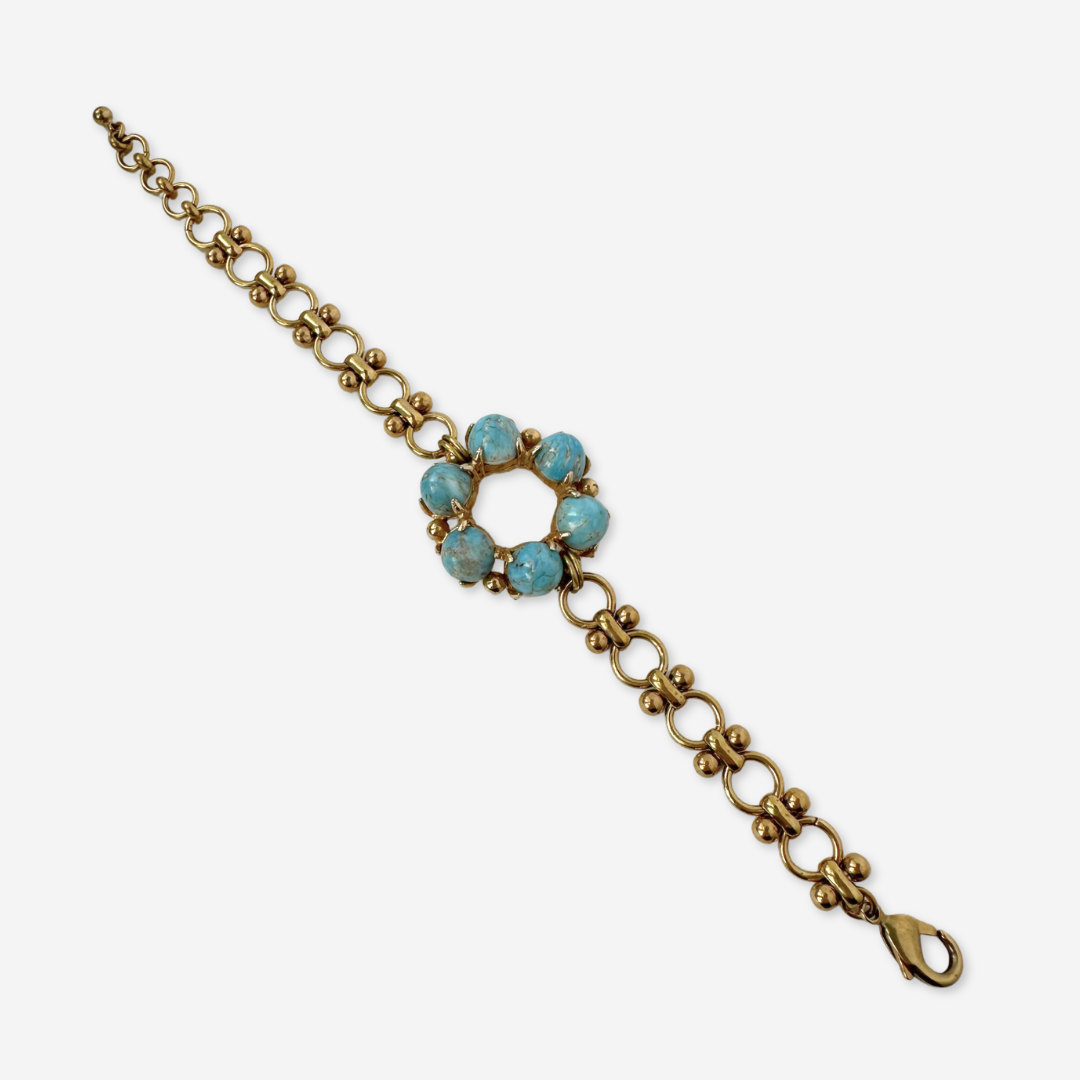 Repurposed vintage mottled turquoise circle bracelet