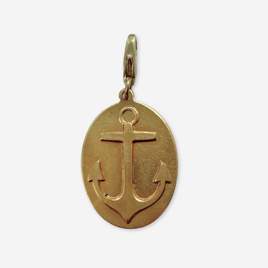 Large oval vintage brass anchor charm