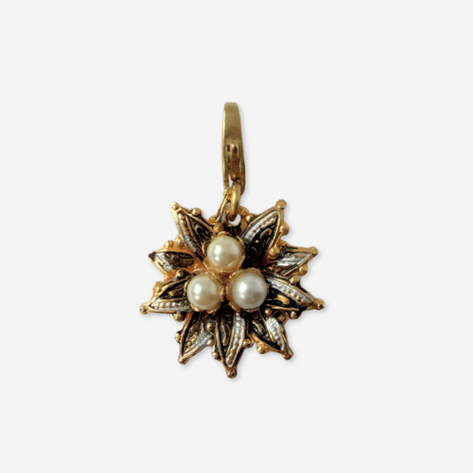 Refashioned vintage mixed metal and pearl flower charm