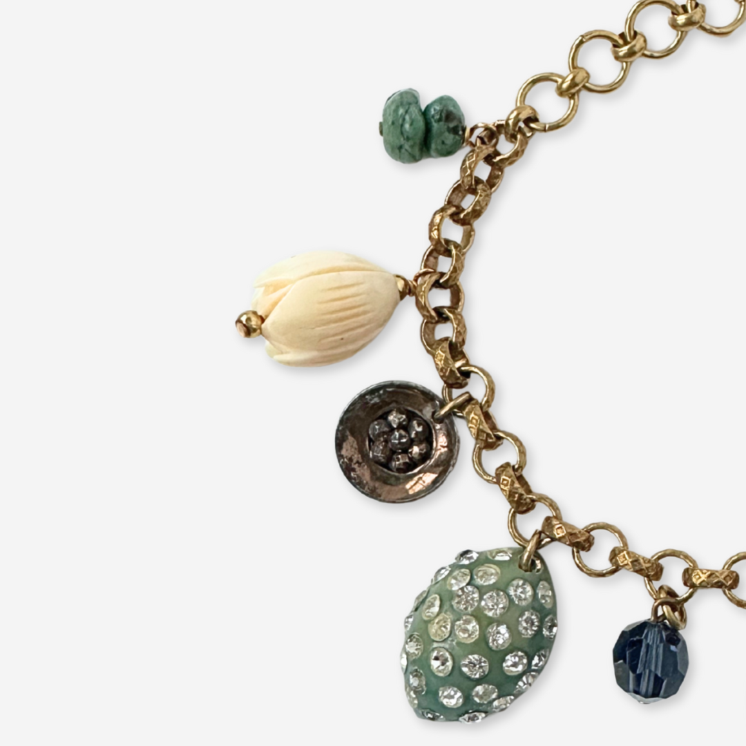 Repurposed vintage mixed charm bracelet