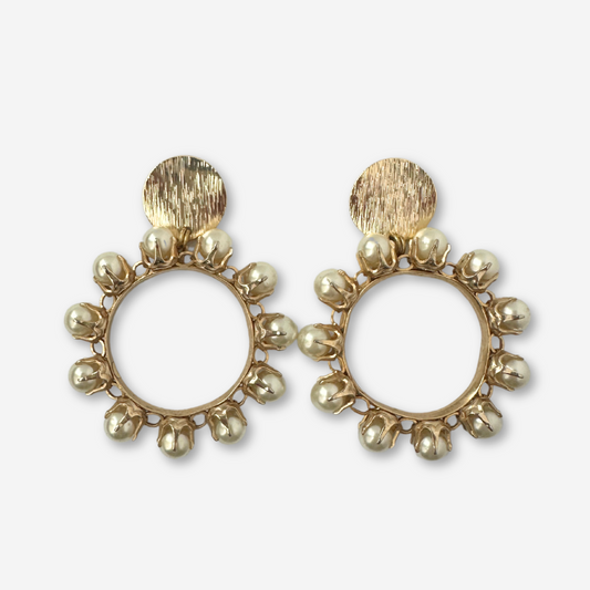 Large refashioned vintage pearl hoop earrings