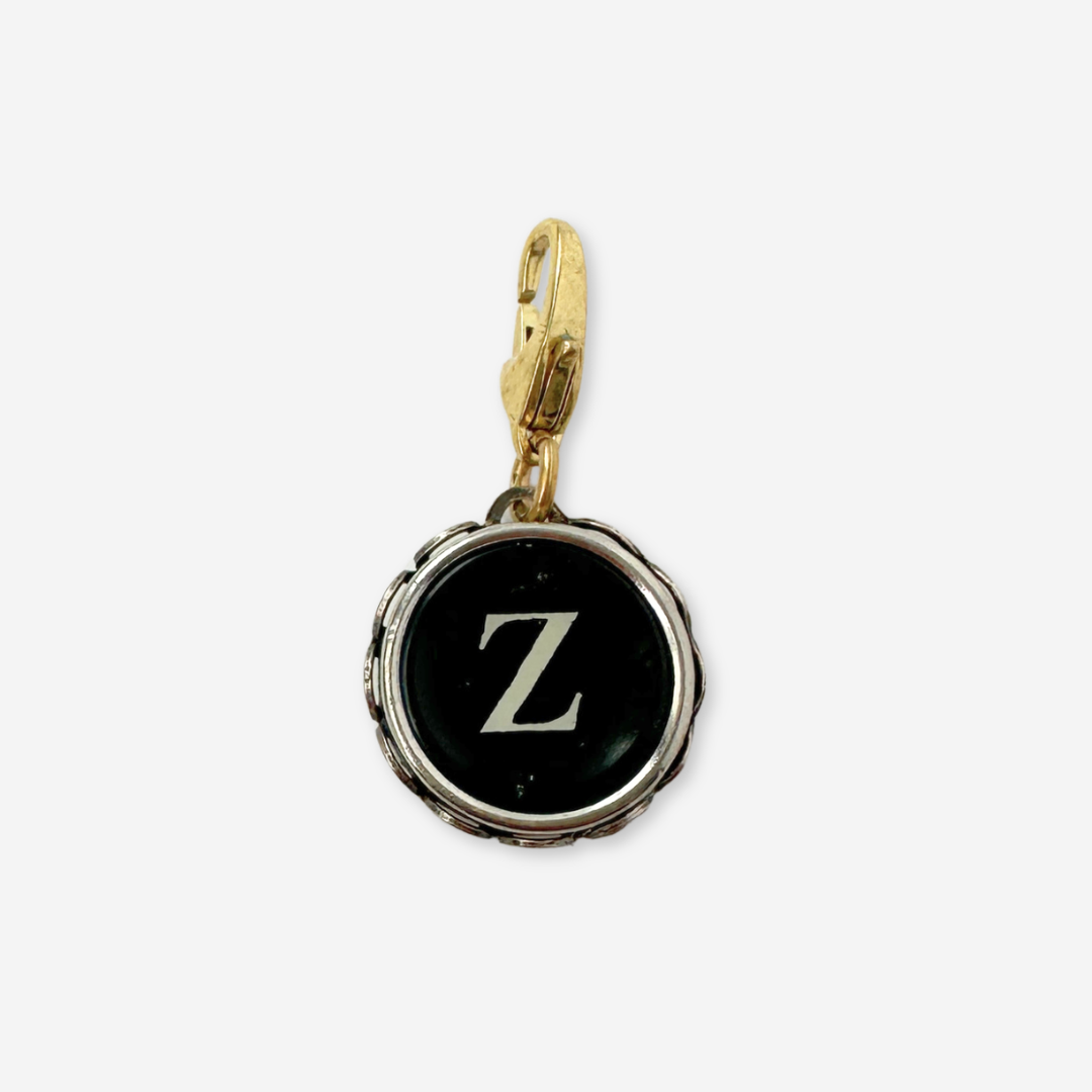 Vintage letter "Z" black typewriter key charm
