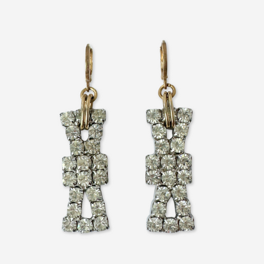 Refashioned vintage clear rhinestone bow earrings