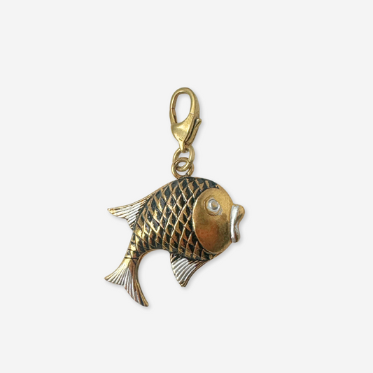 Vintage mixed metal fish charm pendant