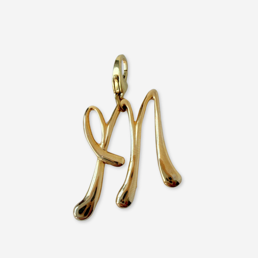 Refashioned Vintage gold plated "M" monogram charm