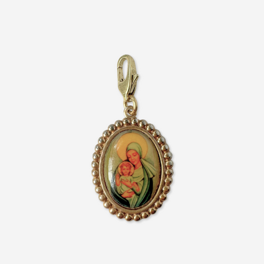 Vintage colorful Mother Mary portrait  charm