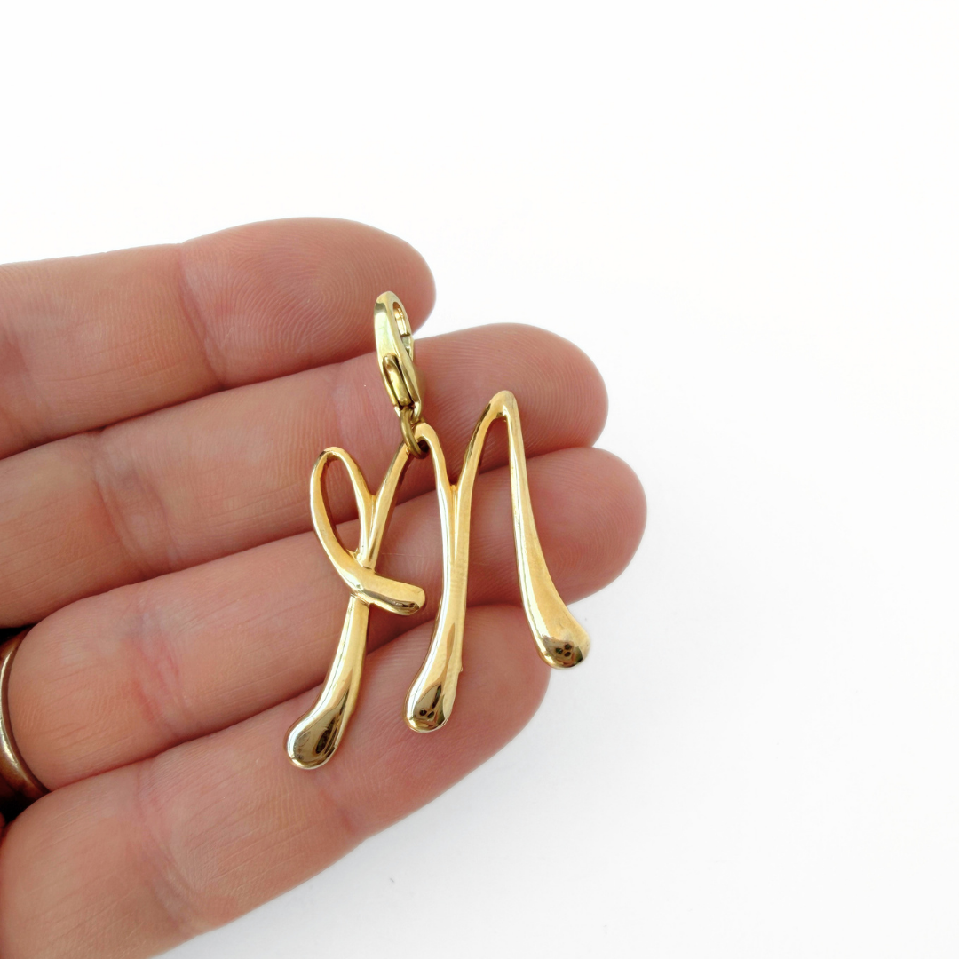 Refashioned Vintage gold plated "M" monogram charm