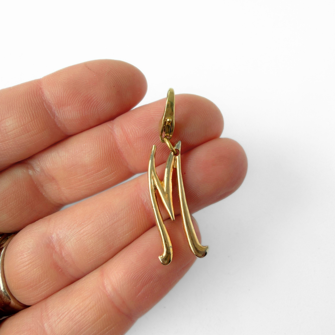 Vintage gold plated "M" monogram charm