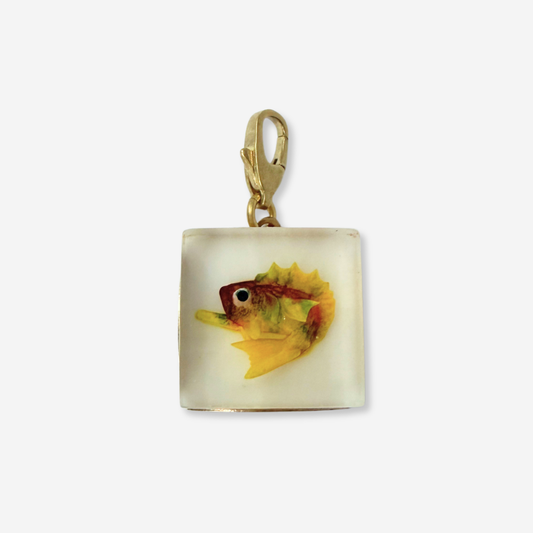 Refashioned vintage clear lucite square fish charm