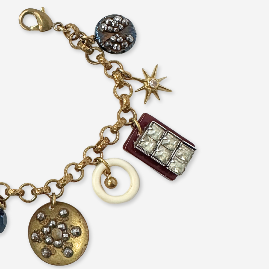 Repurposed vintage mixed charm bracelet
