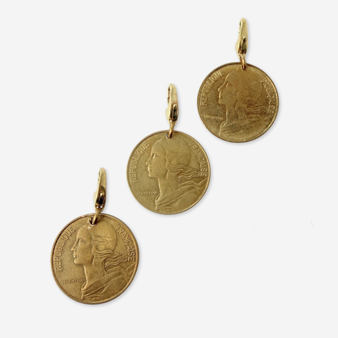 Vintage French 20 Centimes Marianne coin charm