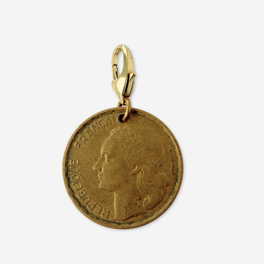 Vintage 1952 20 Francs Marianne coin charm