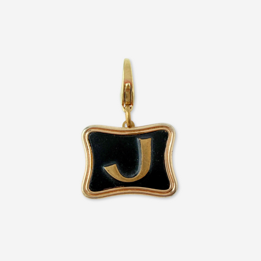 Refashioned vintage black and gold letter "J" charm