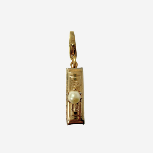 Vintage gold tone/ pearl harmonica charm pendant