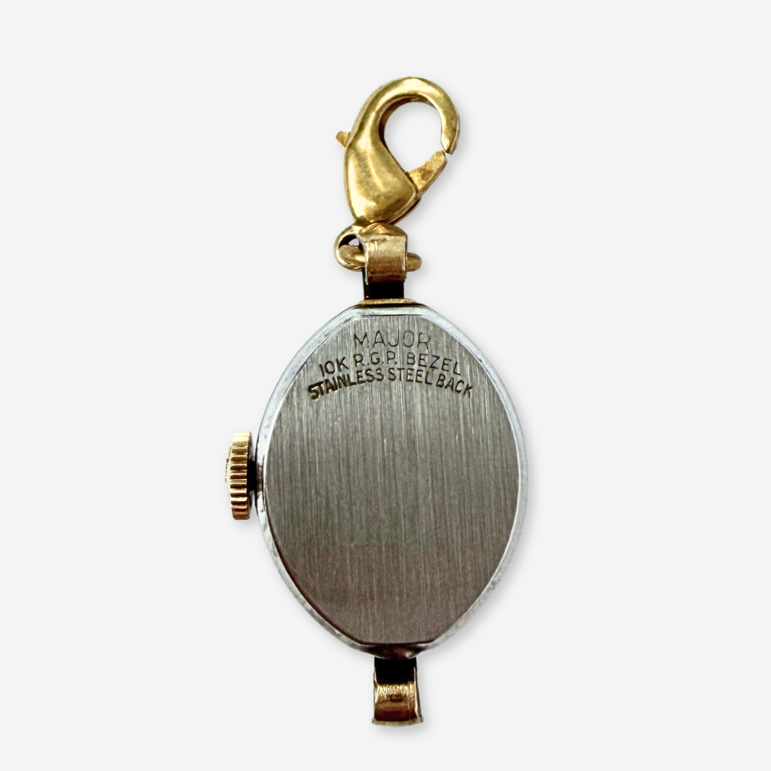 Vintage gold tone  "Elgin" watch face charm