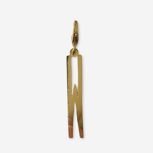Vintage gold plated elongated "W" monogram charm