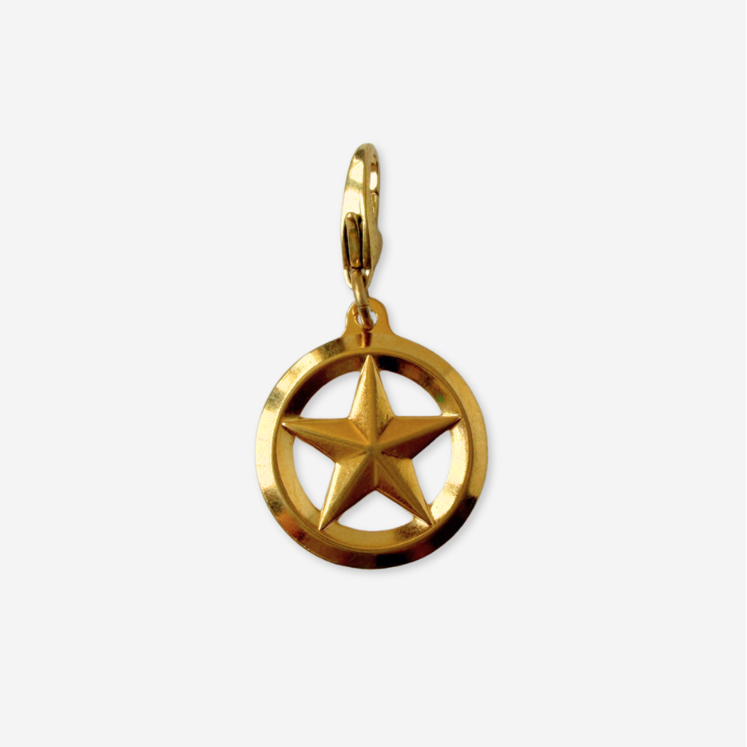 Vintage small gold plated circular star charm