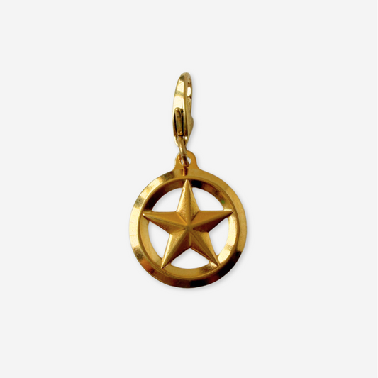 Vintage small gold plated circular star charm